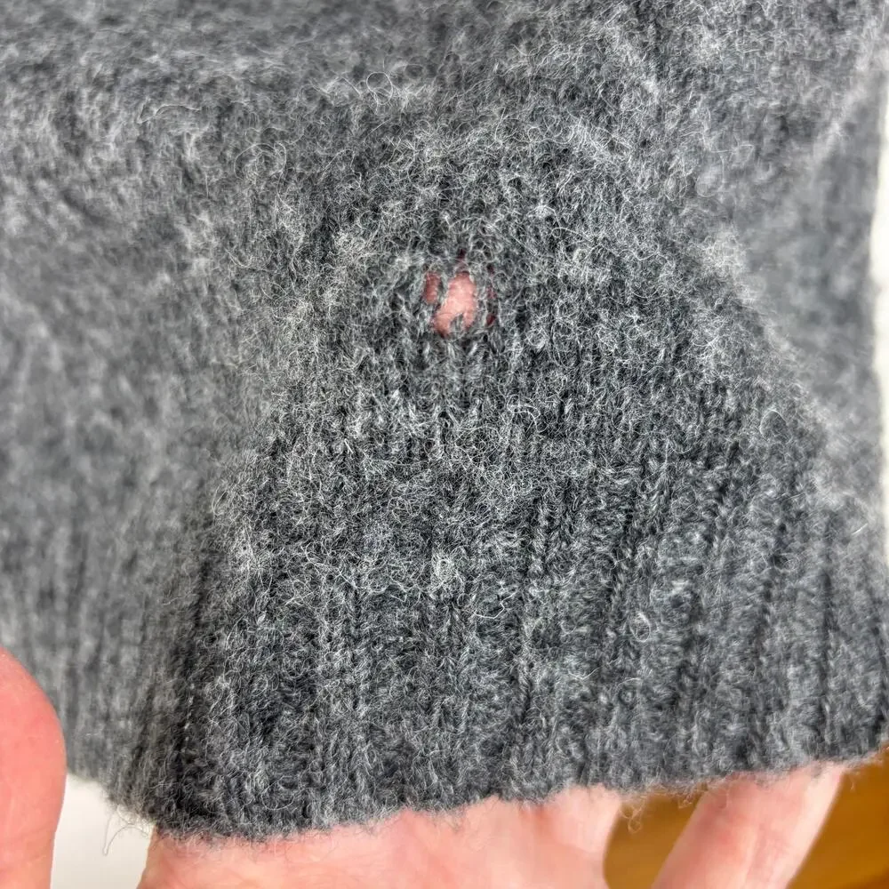 Norse Projects Birnir Fair Isle Gray Sweater Large 100% Pure New Wool *hole